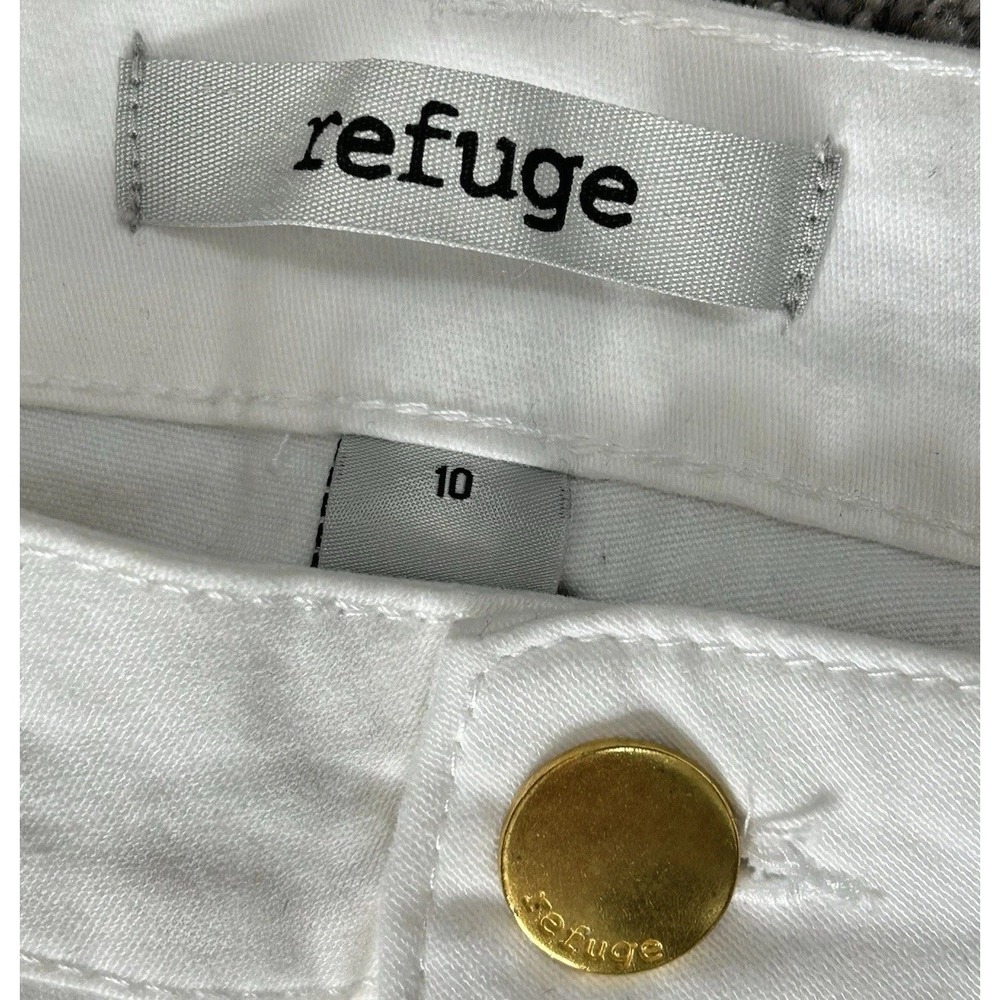 Refuge White Mid-Rise Skinny Jeans ~ Women's Size 10 ~ Stretch Gold Button - Picture 3 of 8